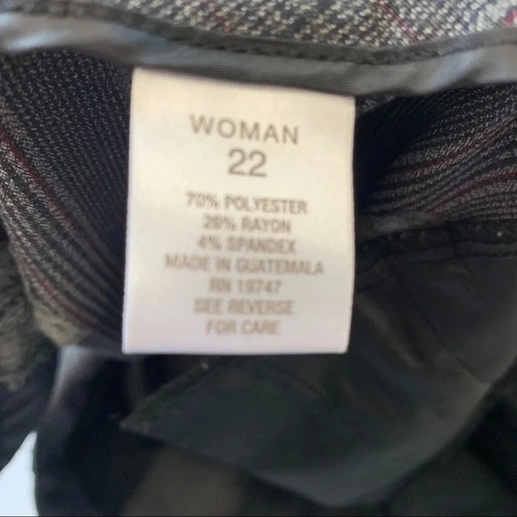 Roz & Ali Pants Woman 22 Gray Print Straight Leg Trousers Front Zipper Career - Picture 5 of 11
